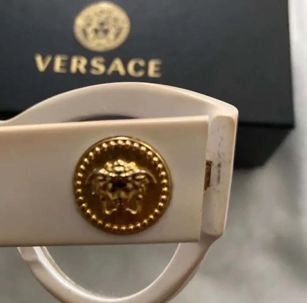 Versace Tribute Collection Cat Eye Sunglasses in Ivory with Gold Medusa Emblem